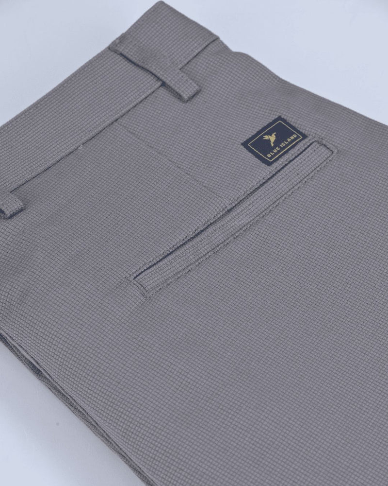 Grey Square Checked - 2 way stretch - COTTON PANT