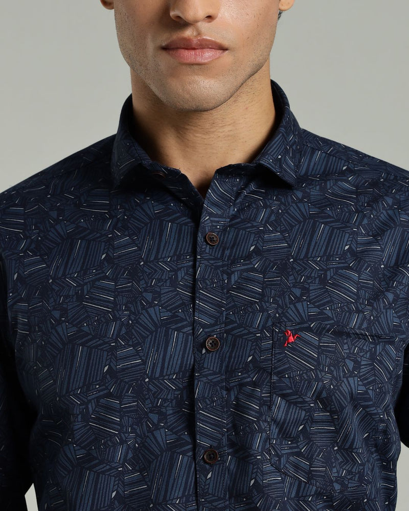 Navy Blue Laser Print -Full-Stain Proof