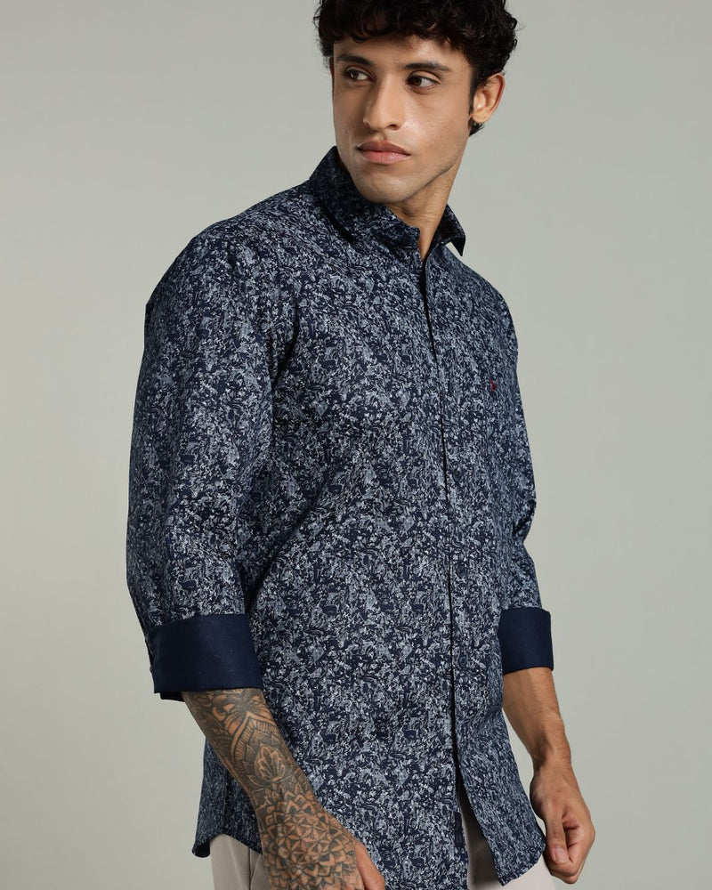 Navy Blue Mystery Print -Full-Stain Proof