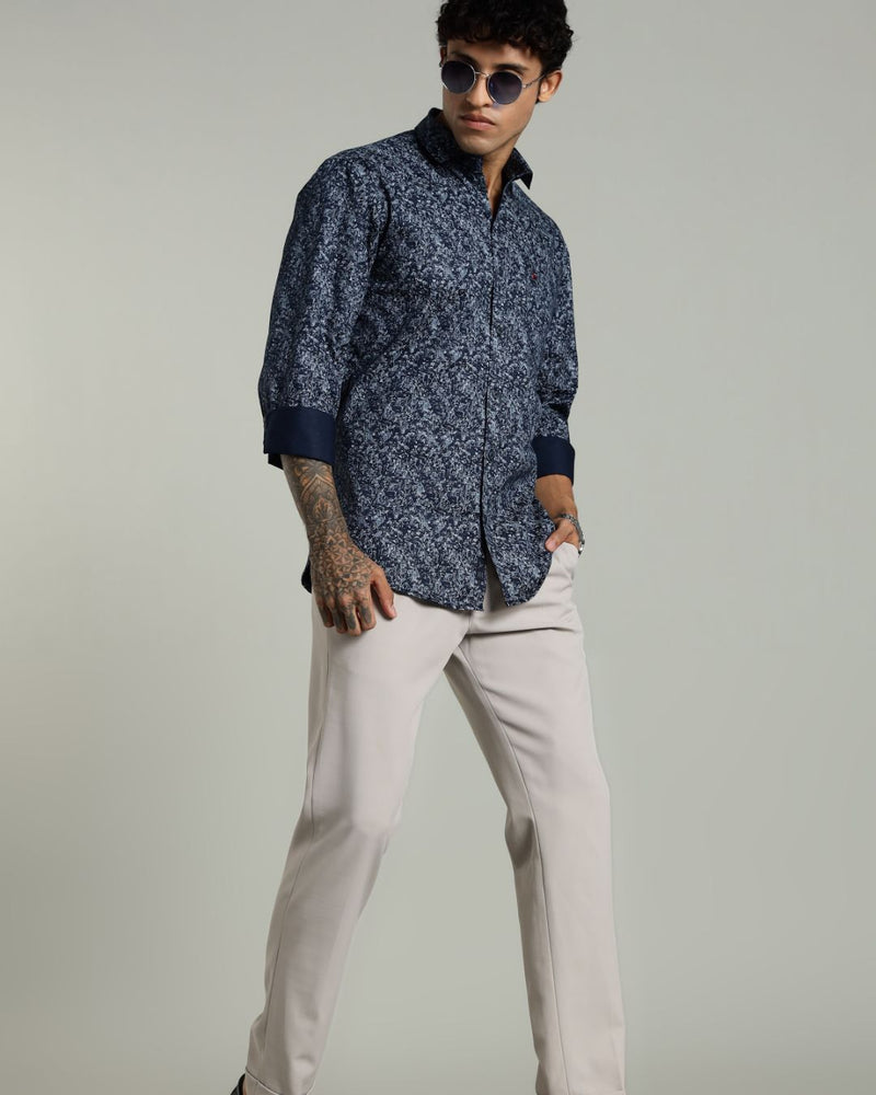 Navy Blue Mystery Print -Full-Stain Proof