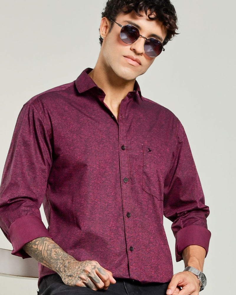 Maroon Matrix Print -Full-Stain Proof