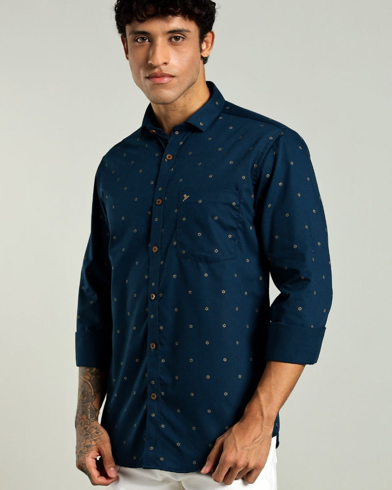 Hunter Green and Golden Petal Print -Full-Stain Proof