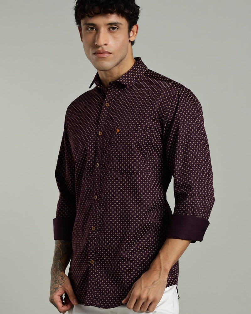 Wine Floral Print-Full-Stain Proof