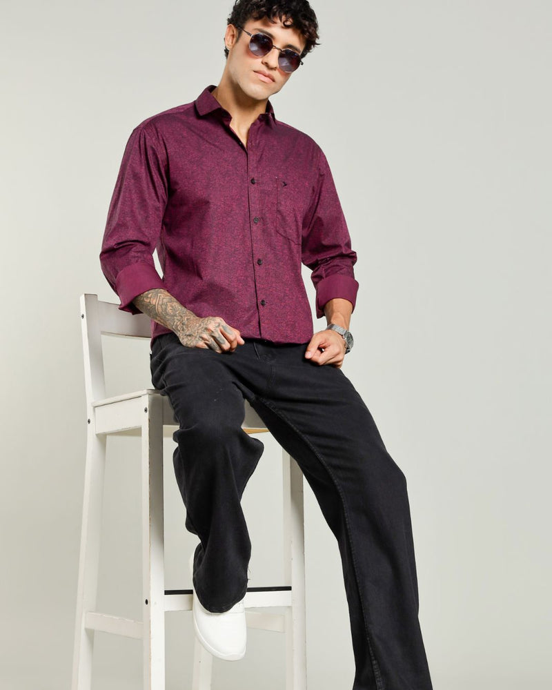 Maroon Matrix Print -Full-Stain Proof