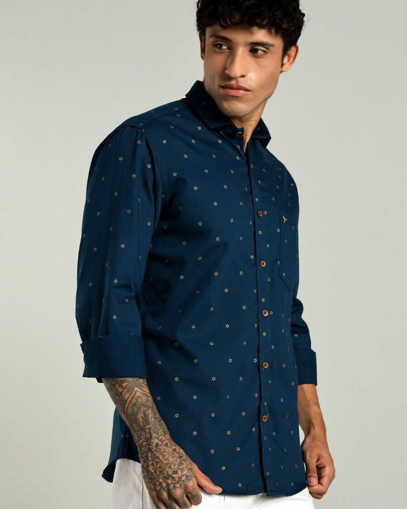 Hunter Green and Golden Petal Print -Full-Stain Proof