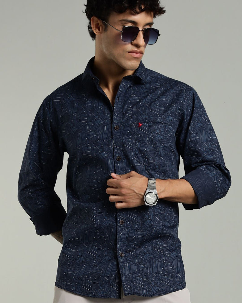 Navy Blue Laser Print -Full-Stain Proof