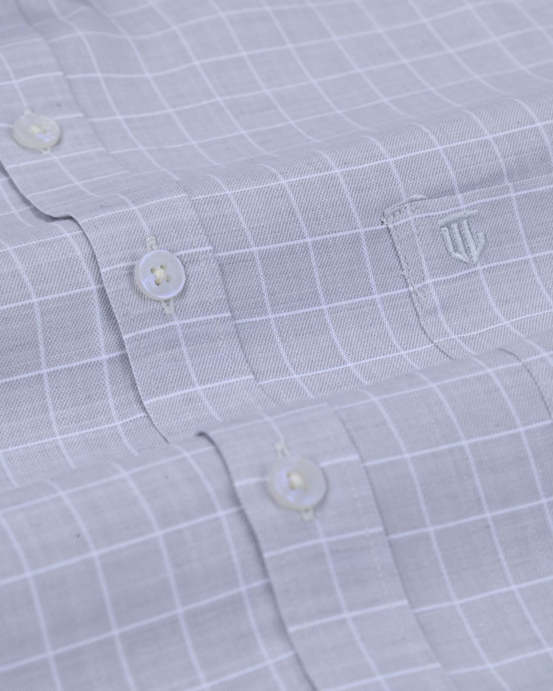 Grey Mini Checks - Full Sleeve - Formal Linen