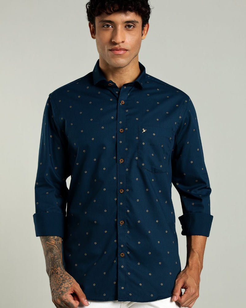 Hunter Green and Golden Petal Print -Full-Stain Proof