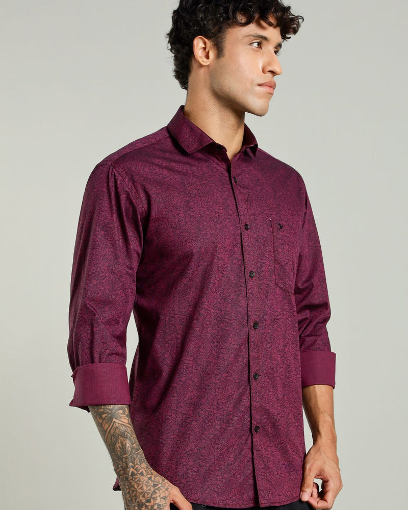 Maroon Matrix Print -Full-Stain Proof