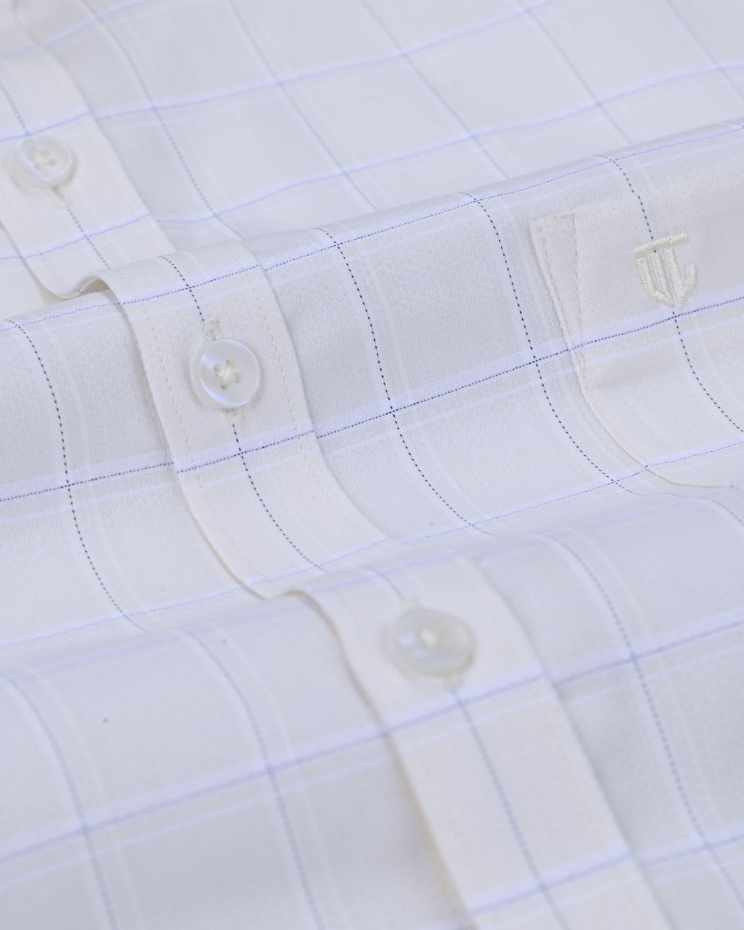 Cream Line Checks - Full Sleeve - Formal Linen