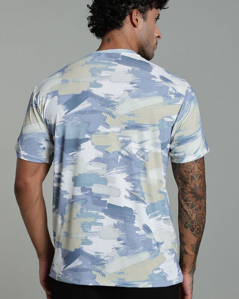 Lite Olive & Grey Splash - Active wear Round neck Tshirt