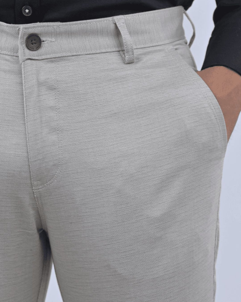 Beige Cream Dot Printed - 2 way stretch - COTTON PANT