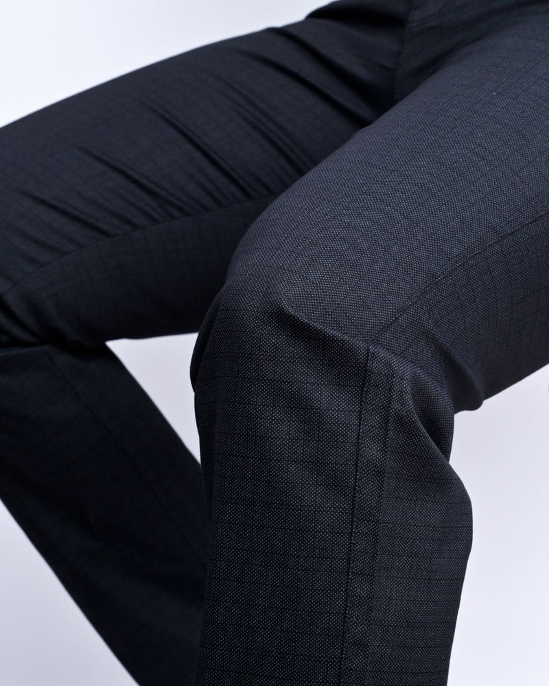 Black Grain Checked - 2 way stretch - COTTON PANT