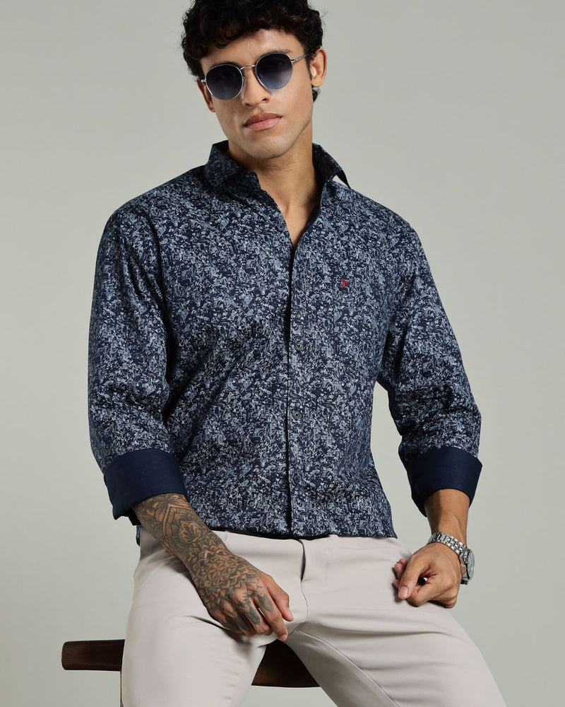 Navy Blue Mystery Print -Full-Stain Proof