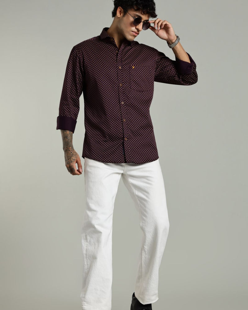 Wine Floral Print-Full-Stain Proof