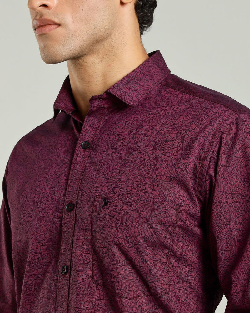 Maroon Matrix Print -Full-Stain Proof