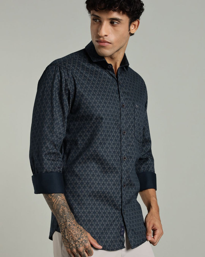 Royal Blue Diamond Print -Full-Stain Proof