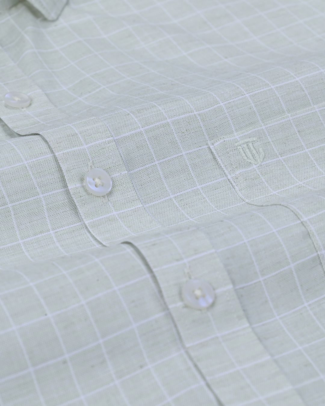 Green Mini Checks - Full Sleeve - Formal Linen