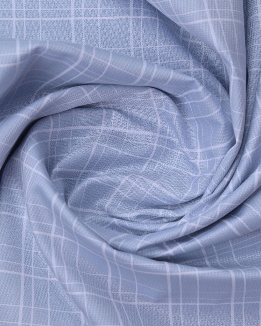 Mist Blue Line Checks - Full Sleeve - Formal Linen