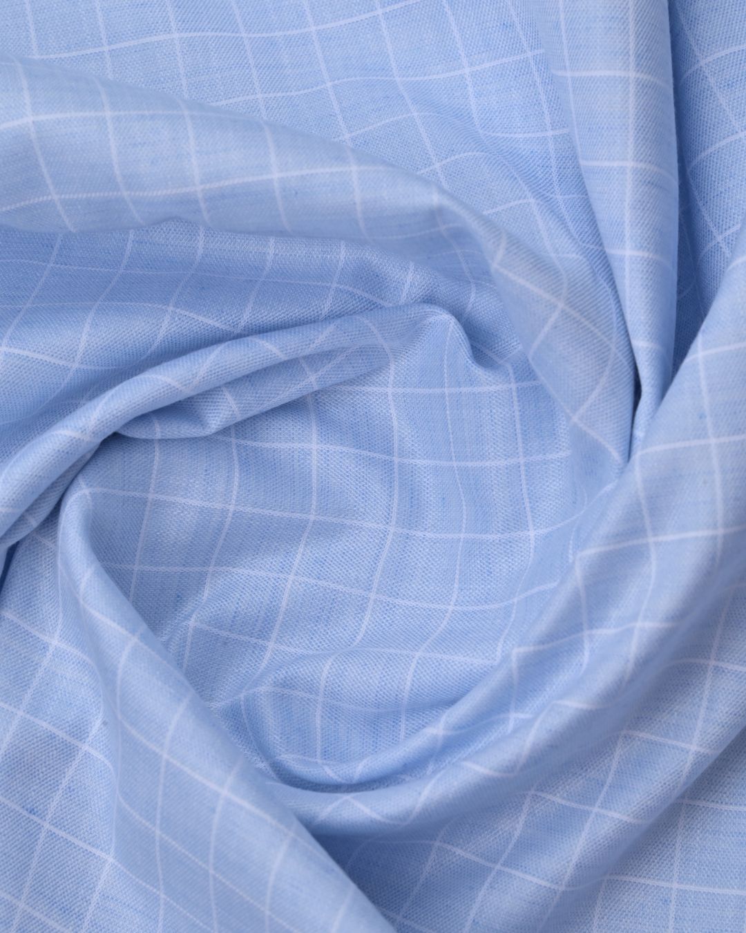 Sky Blue Mini Checks - Full Sleeve - Formal Linen