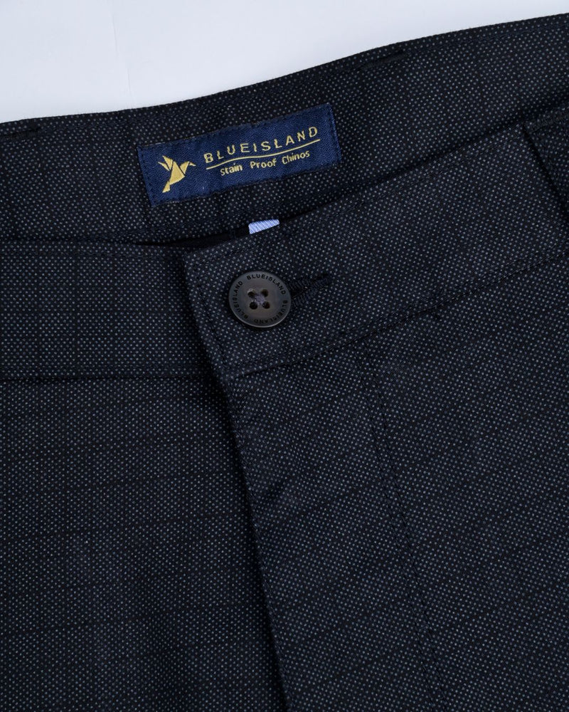 Black Grain Checked - 2 way stretch - COTTON PANT