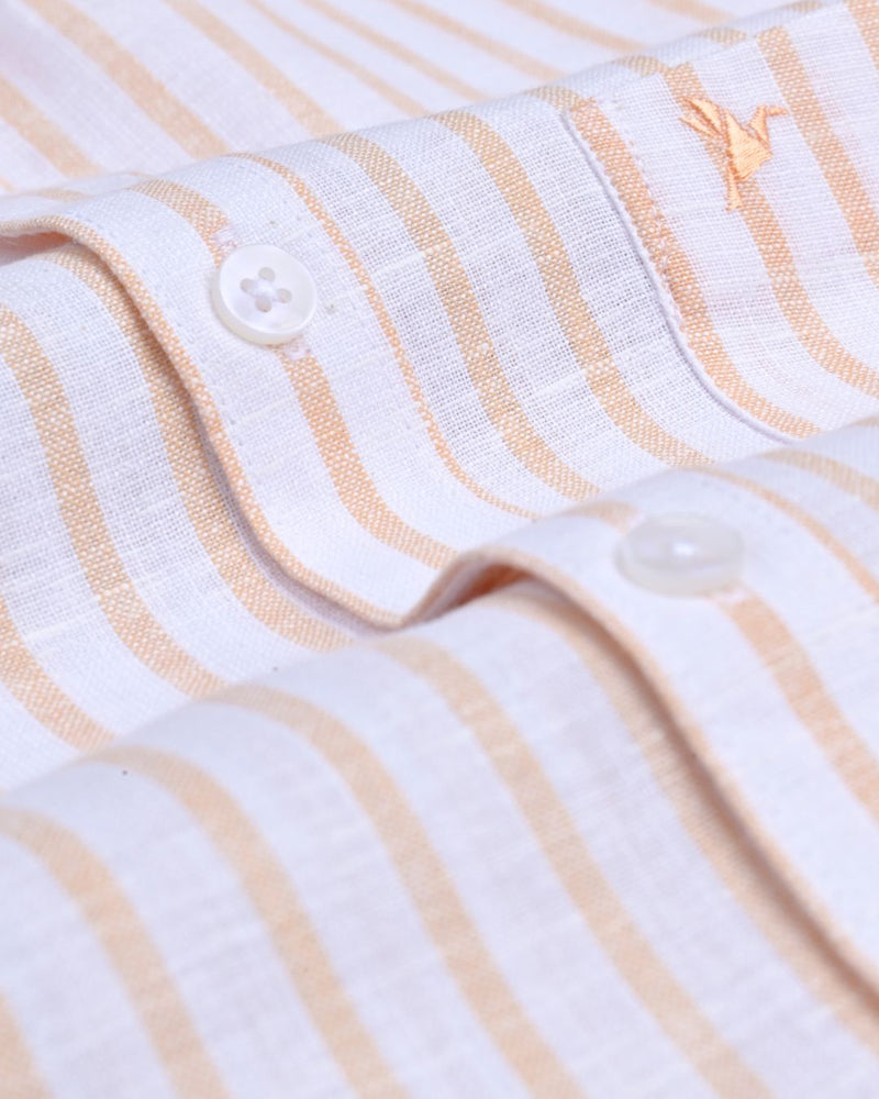 Rust Orange and White Stripes -Full-Bamboo Linen