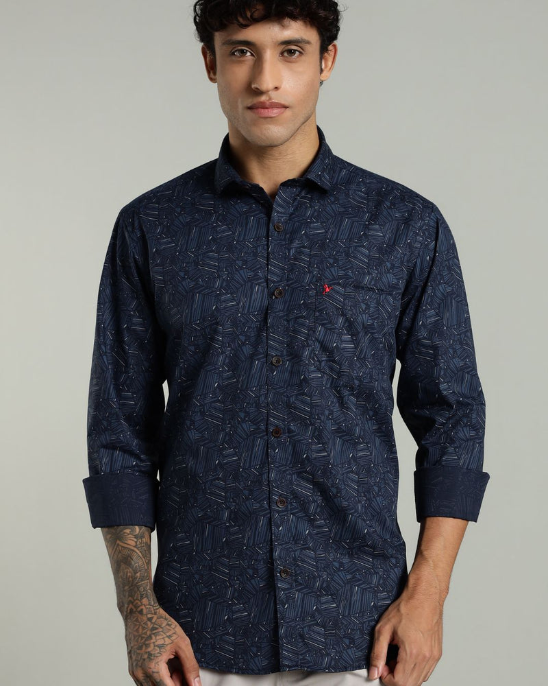 Navy Blue Laser Print -Full-Stain Proof