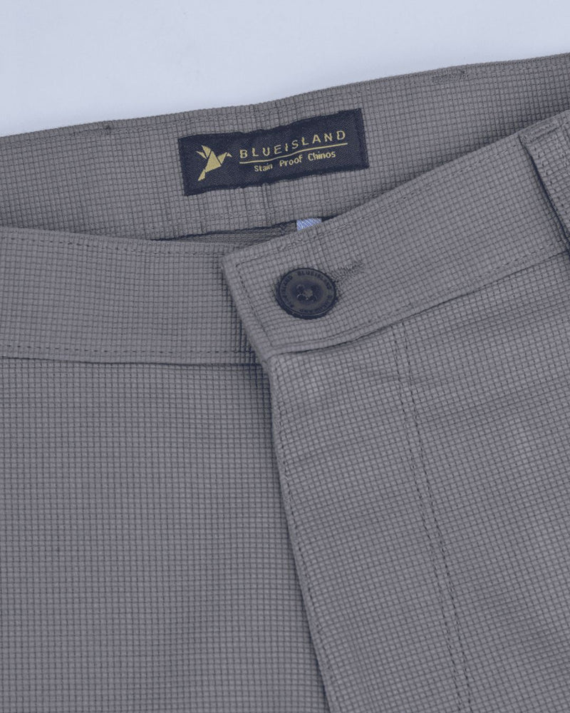 Grey Square Checked - 2 way stretch - COTTON PANT