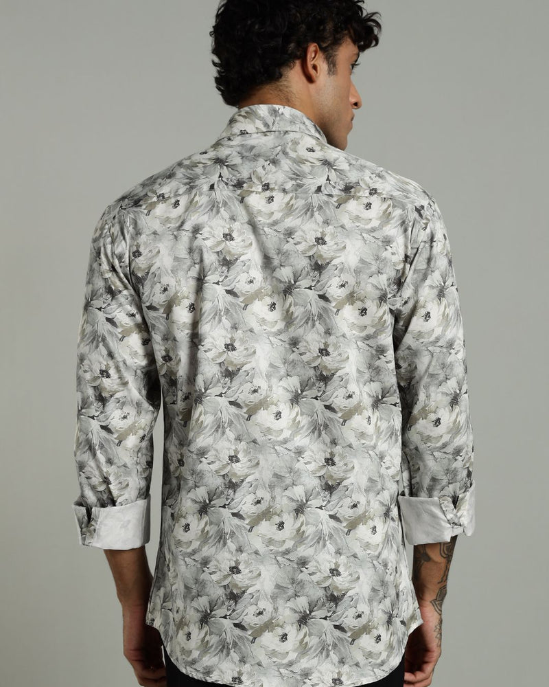 White and Green Floral Print -Full-Stain Proof