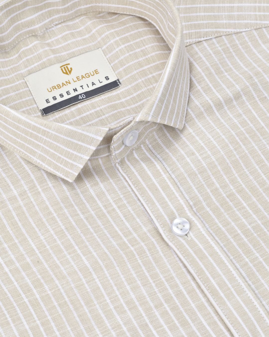 Gold & White - Full Sleeve - Striped Linen