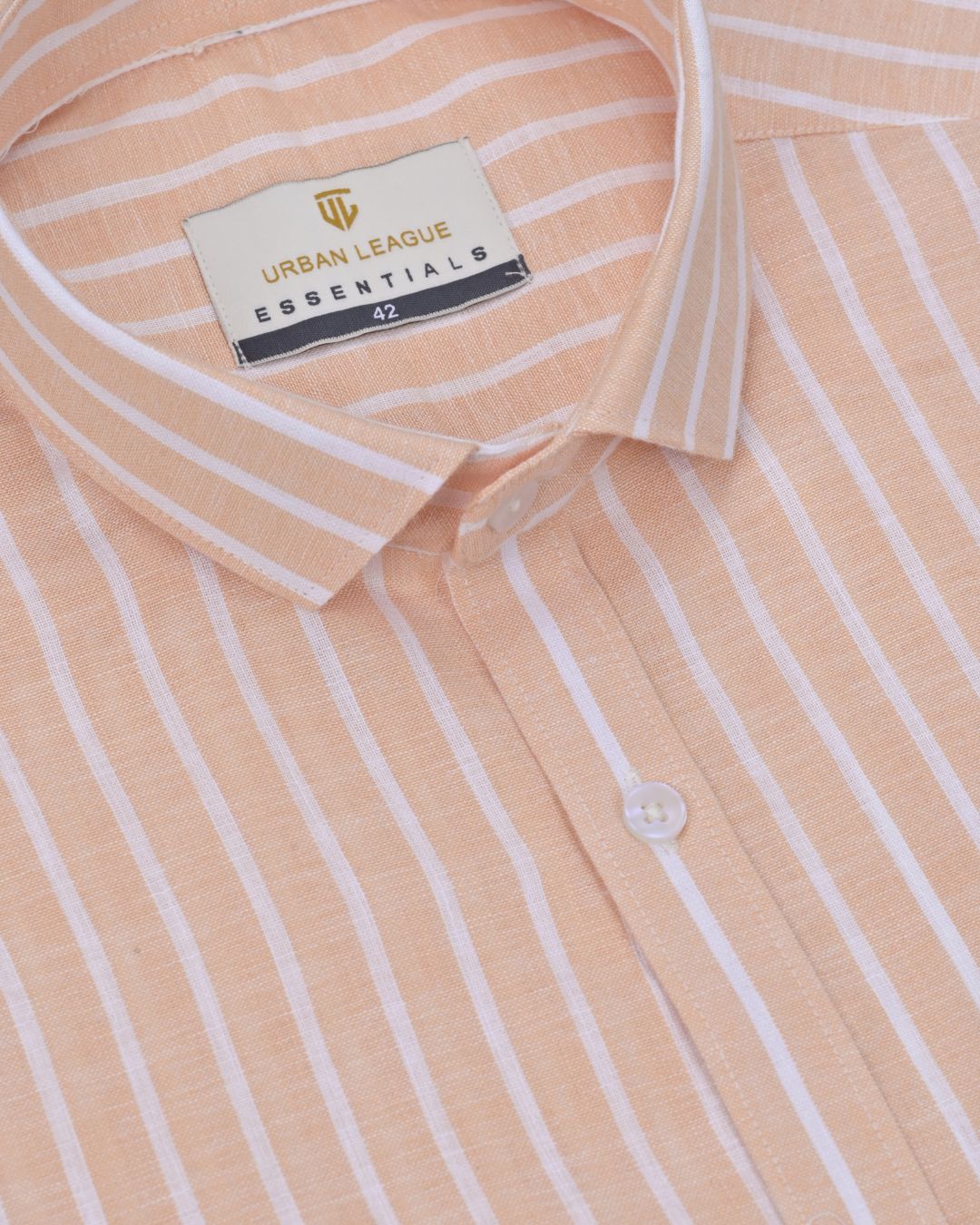 Peach Orange Stripes - Full Sleeve - Formal Linen