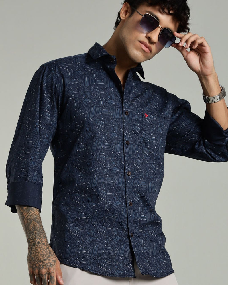 Navy Blue Laser Print -Full-Stain Proof