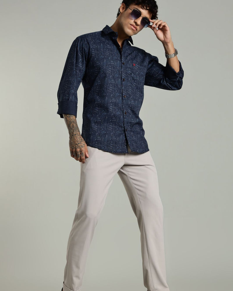 Navy Blue Laser Print -Full-Stain Proof