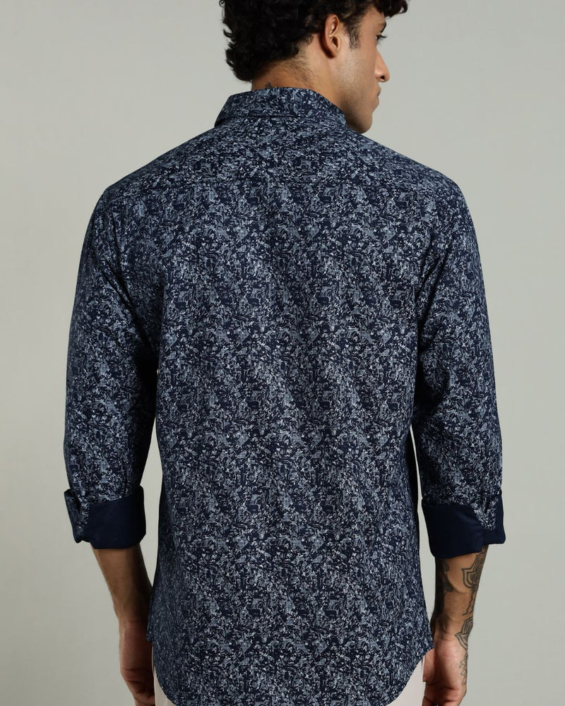 Navy Blue Mystery Print -Full-Stain Proof