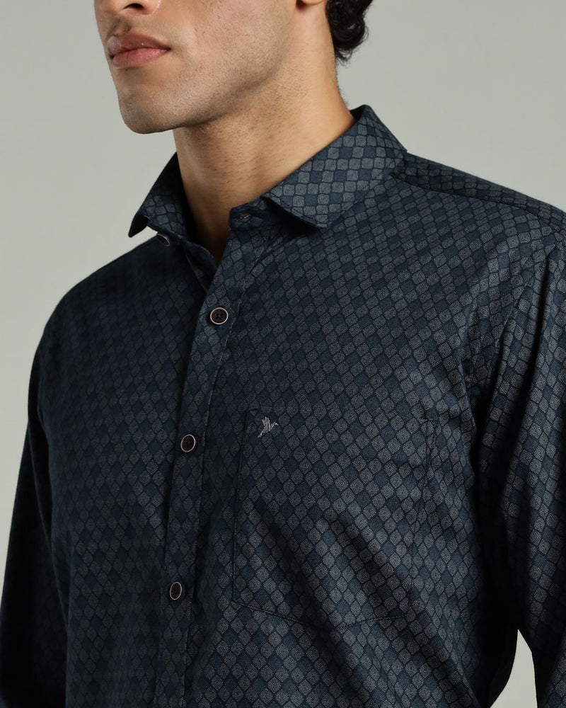 Royal Blue Diamond Print -Full-Stain Proof