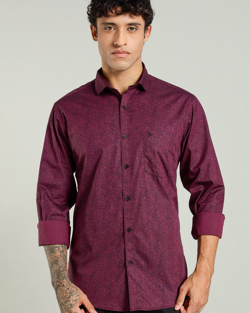 Maroon Matrix Print -Full-Stain Proof