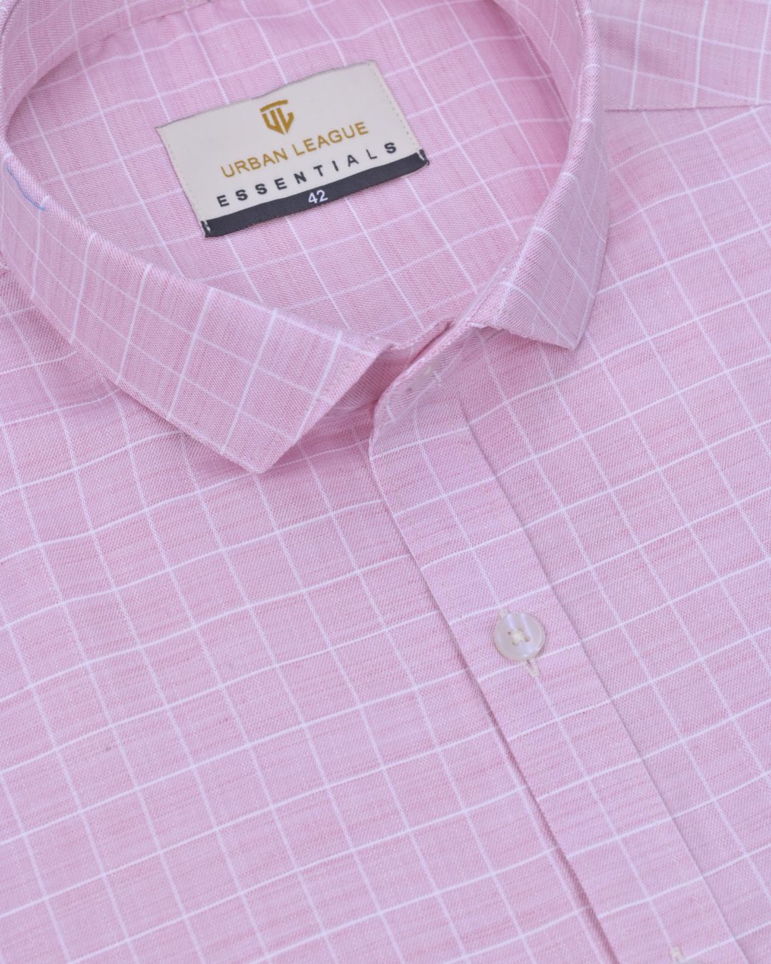 Pink Mini Checks - Full Sleeve - Formal Linen
