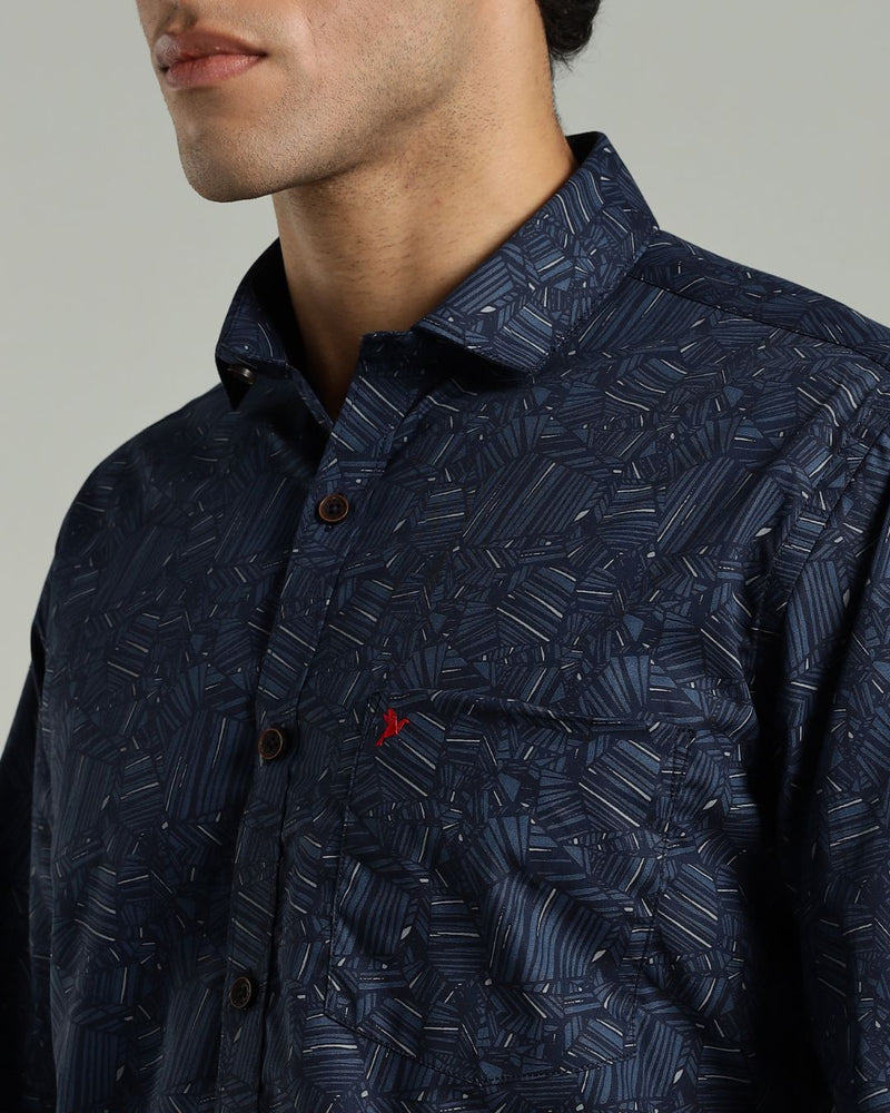 Navy Blue Laser Print -Full-Stain Proof