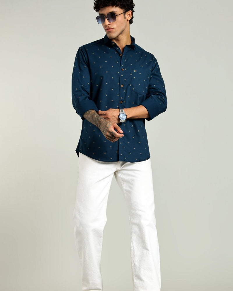 Hunter Green and Golden Petal Print -Full-Stain Proof