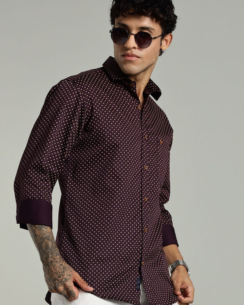 Wine Floral Print-Full-Stain Proof