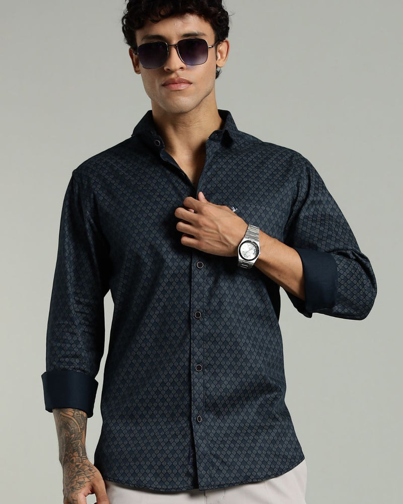 Royal Blue Diamond Print -Full-Stain Proof