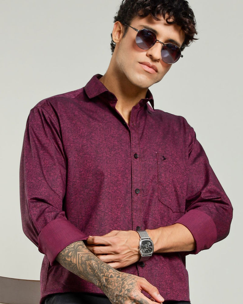 Maroon Matrix Print -Full-Stain Proof