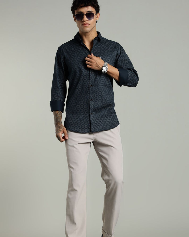 Royal Blue Diamond Print -Full-Stain Proof