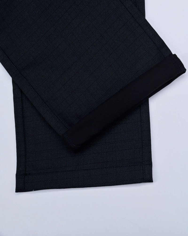 Black Grain Checked - 2 way stretch - COTTON PANT