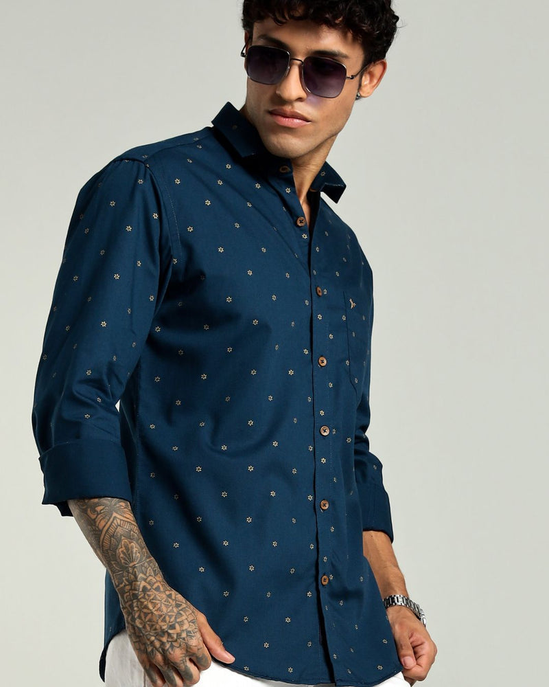 Hunter Green and Golden Petal Print -Full-Stain Proof