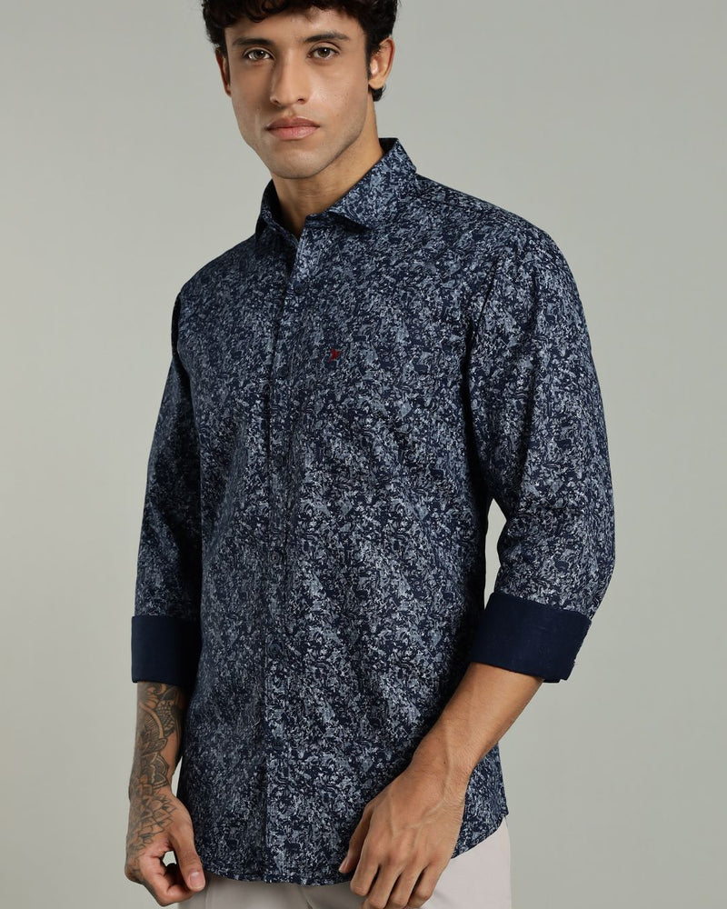 Navy Blue Mystery Print -Full-Stain Proof