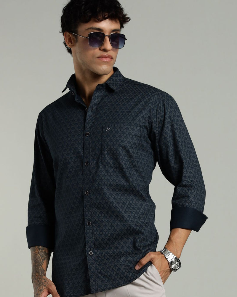 Royal Blue Diamond Print -Full-Stain Proof