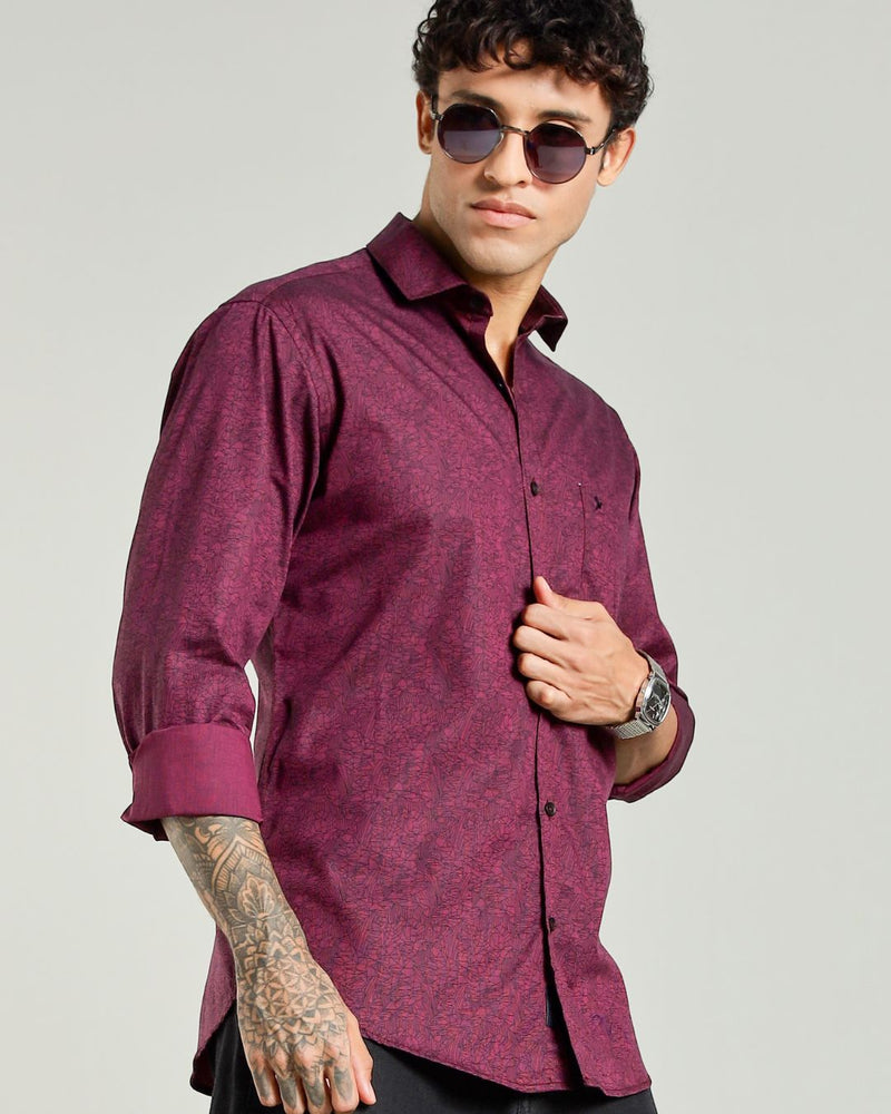 Maroon Matrix Print -Full-Stain Proof