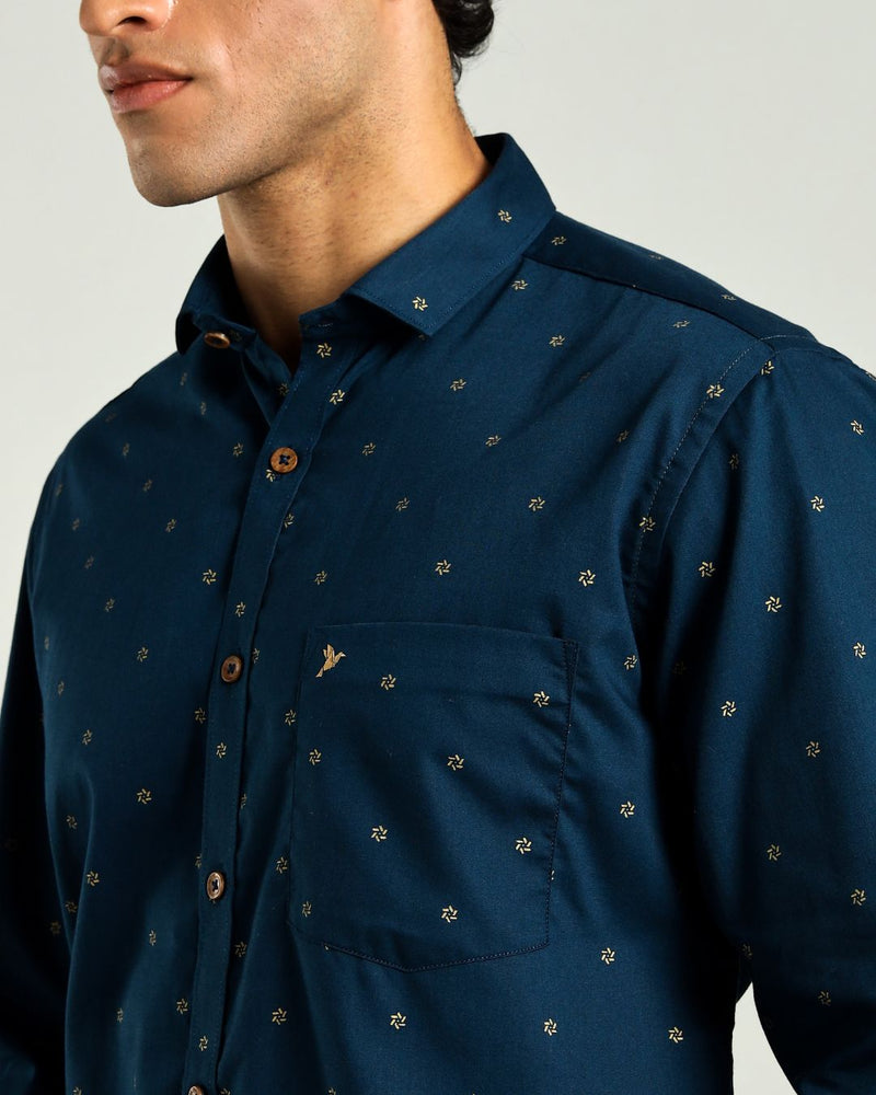 Hunter Green and Golden Petal Print -Full-Stain Proof