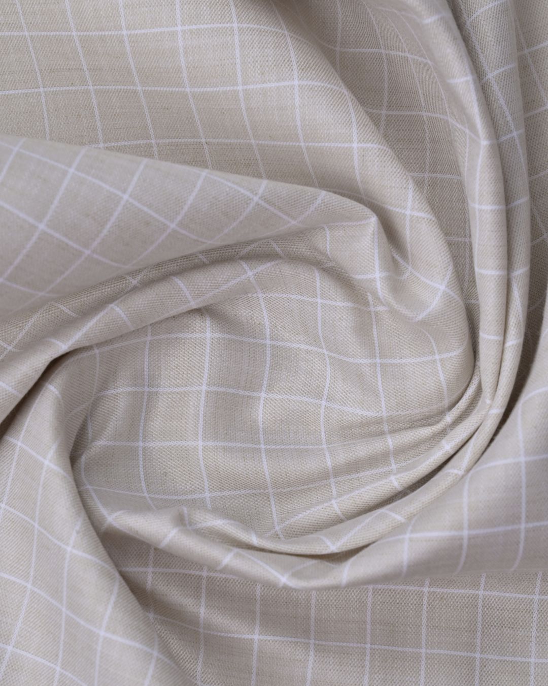 Beige Mini Checks - Full Sleeve - Formal Linen